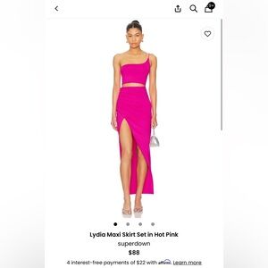 NWT - Revolve Superdown - Lydia Maxi Skirt Set Hot Pink